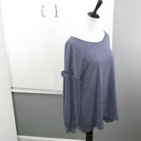 Muted Navy Blue Ruffle Long Sleeve Top Size XL - Picture 5 of 5